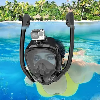 Панорамный вид Подводное плавание С 2 трубками Противотуманные герметичные силиконовые очки для подводного плавания в полный рост, Дыхательная маска для подводного плавания