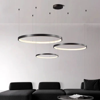 Подвесной светильник в скандинавском стиле для столовой, кольца внутреннего освещения, потолочный светильник, подвесная люстра, светильники для гостиной