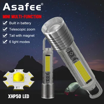Светодиодный уличный фонарик Asafee Strong Light XHP50 мощностью 1000ЛМ со встроенной зарядкой аккумулятора Type-C Многофункциональный портативный фонарик