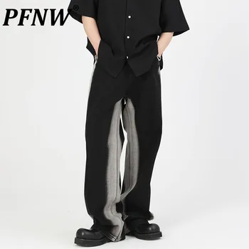 PFNW Нишевый дизайн, мужские цветные джинсы, окрашенные в галстук, мужские джинсовые брюки, винтажные Корейские модные повседневные брюки, осенний шик 24B3354