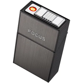 Индивидуальный логотип, 20 упаковок, USB-зажигалка для зарядки, Портсигар, Мужская Металлическая Зажигалка из вольфрамовой проволоки