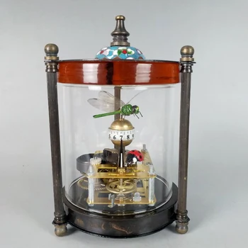 Механические настольные часы с резьбой из меди, изысканные, интересные, коллекционные, божья коровка (верхний цвет выбирается случайным образом)