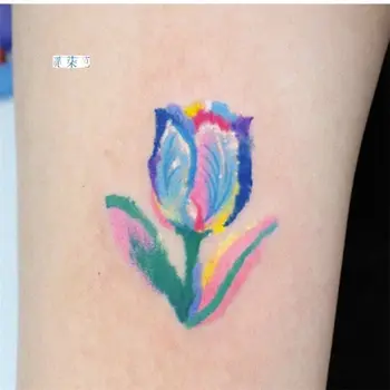 Наклейки с татуировкой на руке в виде цветка, Красочные Тюльпаны, Временные татуировки Оптом, Милая водонепроницаемая прочная татуировка Hotwife Art Festival Tatoo