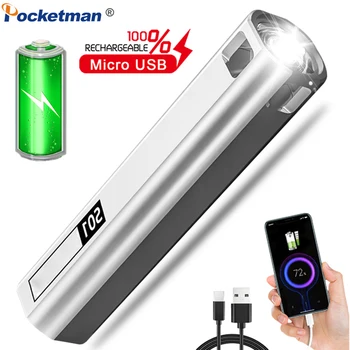 Портативный USB-аккумуляторный фонарик, карманный фонарик Можно использовать как блок питания, водонепроницаемый фонарик со встроенной батареей