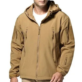 Мужская тактическая куртка Soft Shell, зимняя водонепроницаемая флисовая теплая куртка с капюшоном, куртка для альпинизма, катания на лыжах, куртка с несколькими карманами