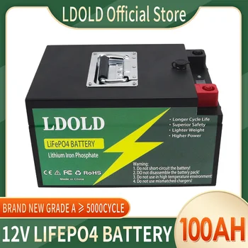 12V 100Ah LiFePO4 Cells Встроенный Литий-Железо-фосфатный аккумулятор BMS Для Замены Большей части резервного источника питания Домашнего хранилища энергии