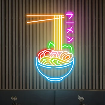 Неоновая Вывеска Delicious Flying Noodles Японские Вывески Ramen С Фирменным логотипом Неоновый Ресторан, Магазин, Декор стен магазина, Светодиодная Подсветка