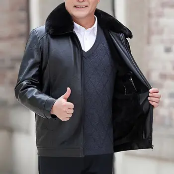 Мужская куртка из искусственной кожи Стильные мужские куртки из искусственной кожи на осень-зиму, Ветрозащитный дизайн с длинным рукавом и планкой на молнии для мужчин