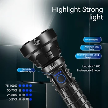 Самый мощный светодиодный фонарик, перезаряжаемый через USB фонарик, мощный фонарик, тактический фонарь, ручная лампа дальнего действия для кемпинга