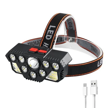 USB Перезаряжаемый головной фонарь мощностью 300 ЛМ, сверхяркая защитная фара, 4 режима для кемпинга, ночных прогулок, езды на велосипеде, чрезвычайных ситуаций