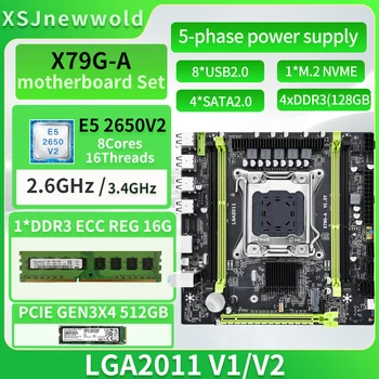 Комплект материнской платы JINGSHA X79G-A с процессором E5 2650V2 DDR3 1*16G = 16 ГБ Двухканальный 512 ГБ NVME SSD LGA2011 M.2 SATA 3.0 Kit