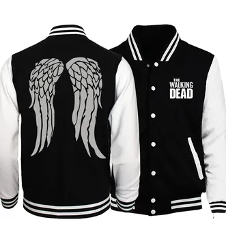 Мужское пальто с принтом крыла, куртка The Walking Dead, Весна-осень 2023, Новый бренд, Черно-белая бейсбольная форма, хип-хоп Уличная одежда Homme