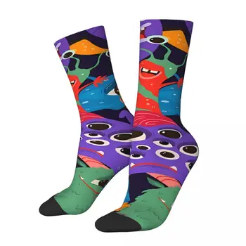 Счастливые мужские носки Monsters в стиле ретро Хип-хоп Бесшовные носки для экипажа с подарочным рисунком
