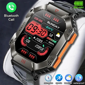 Уличные военные смарт-часы Мужские Bluetooth Вызов Спорт Фитнес GPS Трекер Компас Частота сердечных сокращений IP67 Водонепроницаемые умные часы емкостью 650 мАч