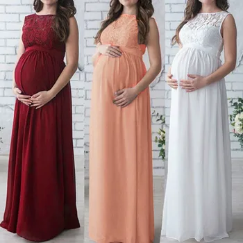 Модное платье для беременных, Кружевные Длинные платья Макси Для беременных, Реквизит для фотосъемки, Винтажная Одежда Платье Женское