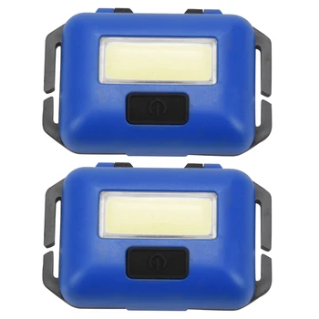 2X Cob LED мини-головной фонарь, фара, 3 режима, непромокаемый налобный фонарь, фонарик для кемпинга на открытом воздухе, рыбалки, синий