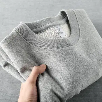 хлопковый свитер весом 360 г, однотонный, свободный, расслабленный, мужские и женские пуловеры, толстовки, женские