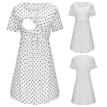 Короткое платье с рукавом для беременных с принтом в горошек, грудное вскармливание для женщин, женское платье с проушинами, женское платье