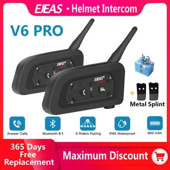 EJEAS V6PRO Мотоциклетный Bluetooth шлем Гарнитура Домофон 850 мАч МОТО Коммуникатор 1200 м Переговорное устройство для 6 гонщиков