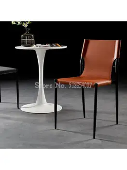 Обеденный стул Домашний Итальянский минималистичный Скандинавский Кожаный стул с седлом Современный минималистичный стул со спинкой Ресторан Отель Light Luxury