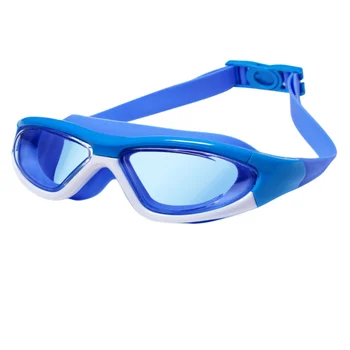 Очки для плавания с прозрачными линзами в большой оправе для мальчиков, двухслойные очки для плавания с защитой от запотевания и ультрафиолета для девочек, для детей 4-12 лет