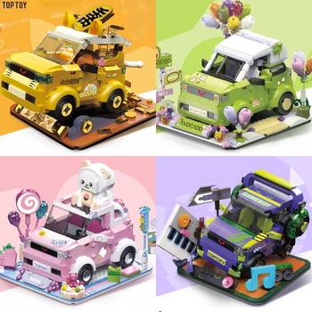 TOPTOY, оригинальные китайские строительные блоки, сборка мини-автомобилей для мальчиков и девочек, хобби по сборке настольной игрушки-головоломки, подарок на день рождения