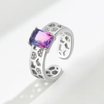 NBNB Модное градиентное фиолетовое кольцо с цирконием для женщин, Регулируемое открытое кольцо для девочек, Модные женские украшения для свадебной вечеринки на палец