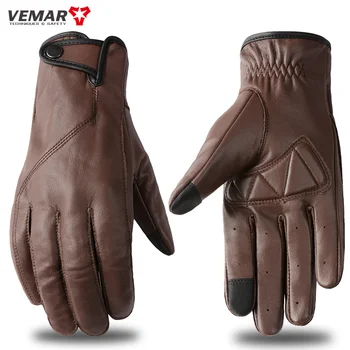 Кожаные мотоциклетные перчатки Vemar 2023 в стиле ретро для мужчин и женщин, мотоциклетные перчатки для мотокросса, перчатки с сенсорным экраном