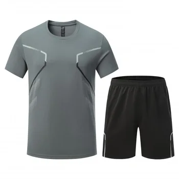 Traje deportivo para hombres de secado rápido, ropa deportiva para correr, gimnasio, fitness, entrenamiento, camisa y pantalones