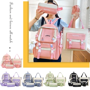 Женский рюкзак, холщовая сумка большой емкости, модная женская сумка для школьницы, рюкзак, женский маленький школьный рюкзак, значок, рюкзак