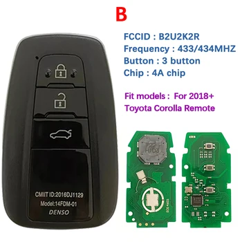 CN007132 Вторичный Рынок 2/3/4 Кнопки Смарт-Ключ Для Toyota Corolla 2018 + Пульт Дистанционного управления B2U2K2R HITAG AES NCF29A1M 433 МГц 8990H-02050