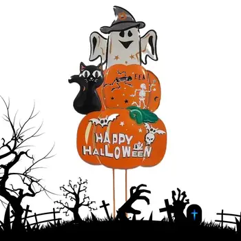 Знак Тыквы на Хэллоуин, орнамент из тыквы на Хэллоуин, металлический Страшный Призрачный амулет для вывески на двери во двор, подвесной декор для внутреннего и наружного использования