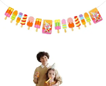 Баннер Popsicle - украшения для вечеринок с мороженым, флаг с Днем рождения, принадлежности для летнего бассейна для детей и сувениры для фотосессий и