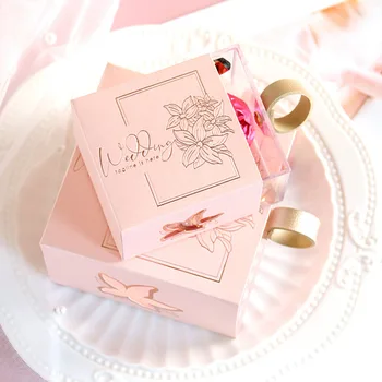Подарочная коробка Акриловый ящик Свадебная коробка конфет Розовая подарочная упаковка Синяя коробка цветов Сувениры для помолвки Маленькие коробочки для подарков