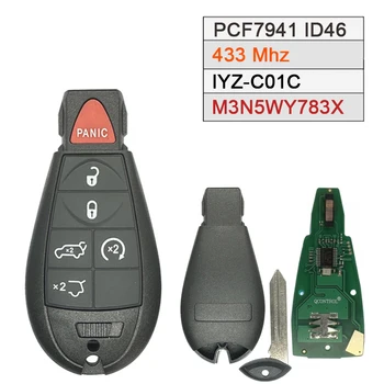 Для Chrysler Кнопка 5 + 1 С чипом PCF7941 ID46 433 МГц FCC ID: IYZ-C01C M3N5WY783X Дистанционный Ключ С лезвием CY24
