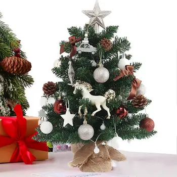 Мини-рождественские елки со светодиодной подсветкой, Столешница, Поделки, Рождественские Елки с сосновой шишкой, Звездный шар, Зимние Снежные украшения
