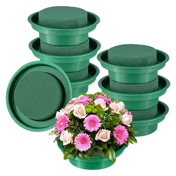 8 упаковок круглых чаш из цветочной пены, набор для создания цветочных композиций своими руками, зеленые круглые влажные блоки из цветочной пены для свадебного декора