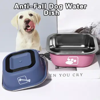 Пластиковая миска для собак, прочная миска для домашних животных из нержавеющей стали с нескользящей резиновой основой, устойчивая к падениям, Миска для кормления кошек и собак для воды