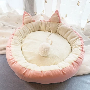 Кошачья кровать Four Seasons Универсальное круглое войлочное кошачье гнездо, Теплая нескользящая кошачья кровать, товары для домашних животных, подушка для кошек в японском стиле, Аксессуары для кошек