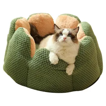 Кровать для домашних животных, круглый пончик, Маленькая собачья кроватка для маленьких собак, моющийся Пончик для обнимашек, кровать для собак и кошек, моющийся Съемный Круглый Мягкий лепесток