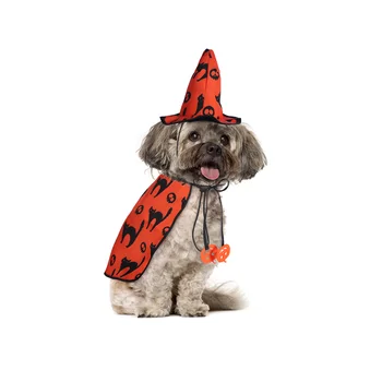 POPETPOP 2шт. Комплект костюмов для домашних животных на Хэллоуин, плащ и шляпа для домашних животных, забавный костюм для косплея собаки и кошки на Хэллоуин, одежда для косплея на вечеринку
