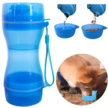 Бутылка для воды для собак 2 В 1, Портативный контейнер для еды, поилка для маленьких средних собак, Диспенсер для воды для домашних животных на открытом воздухе, кормушка