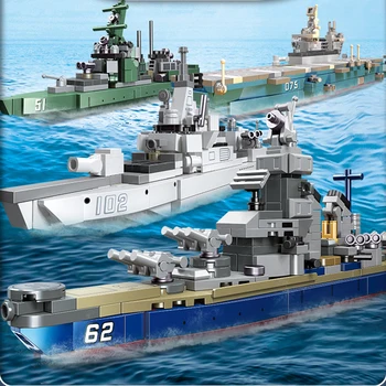 200 + ШТ Модель военного корабля, строительные блоки, эсминец, крейсер, фрегат, авианосец, боевая группа, Боевой кирпич, армейская военно-морская лодка, игрушка