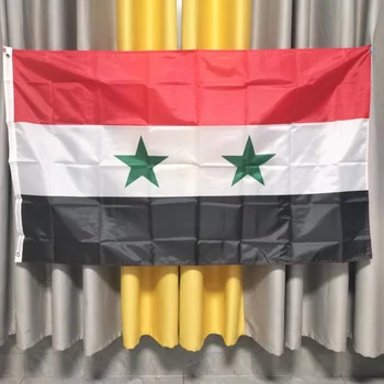 Бесплатная доставка Высококачественный флаг Сирии 90x150 см 5 *3 фута полиэстер с двойным проникновением печать Висит флаг Сирии
