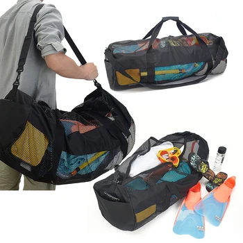 Портативная сумка для хранения снаряжения для подводного плавания, многофункциональная сетчатая спортивная сумка большой емкости, сумка через плечо для плавания на открытом воздухе