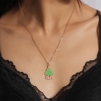 Модное ожерелье с подвеской в виде Рождественской елки для женщин и девочек, Рождественские украшения для вечеринки, подарки