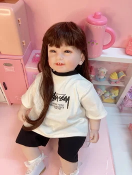 Одежда для куклы Реборн дополняет трендовую футболку для куклы, черно-белые контрастные повседневные брюки