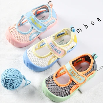 Летняя обувь для малышей для мальчиков и девочек от 0 до 4 лет, детские сандалии с воздушной сеткой, детская обувь унисекс, первые ходунки на мягкой подошве для младенцев