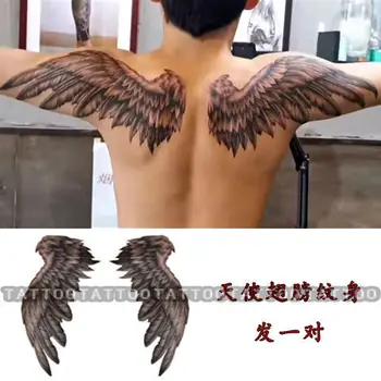 Татуировки с крыльями Ангела и Демона, Стойкие Наклейки с татуировками, Водонепроницаемые поддельные татуировки для женщин, мужчин, татуировки на спине, плечах, Временные татуировки