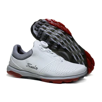Мужская кожаная обувь для гольфа американского бренда, водонепроницаемая нескользящая мужская обувь для отдыха, спорта, гольфа